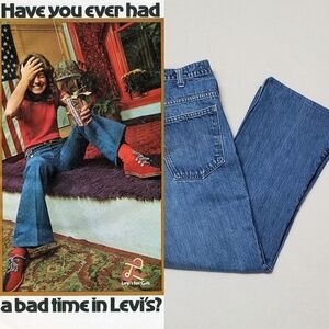 VINTAGE 70s Levi's 646 Orange Tab High Rise Cropped Flare Bell Bottom Jeans